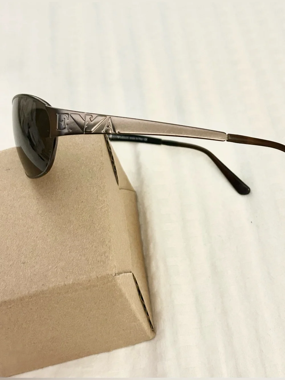 Emporio Armani Vintage Brown Lens Metal Oval Sunglasses